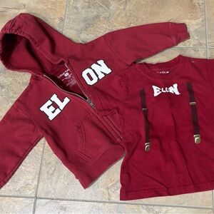 Kids Burgundy Hoodie and T-Shirt Set -Elon University